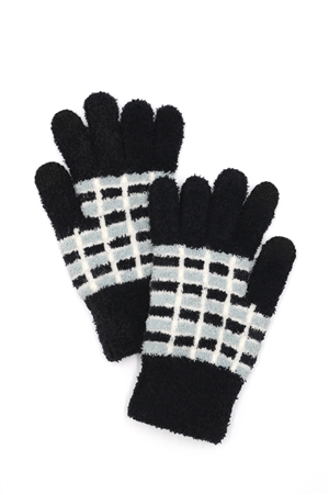 S30-1-1-MG0093 - COZY COLOR BLOCKED SMART GLOVES-BLACK/6PCS