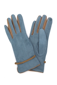 S30-1-1-MG0094 - BRAIDED BAND SUEDE SMART GLOVES-DUSTY BLUE/6PCS