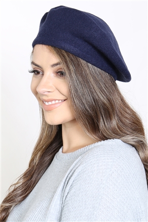 S30-1-1-MH0011NV - STRETCHY SOLID BERET ACRYLIC NAVY/6PCS