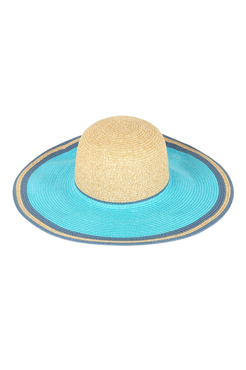 S18-8-5-MH0021BL-BLUE TWO TONE BRIM SUMMER FLOPPY HAT /6PCS