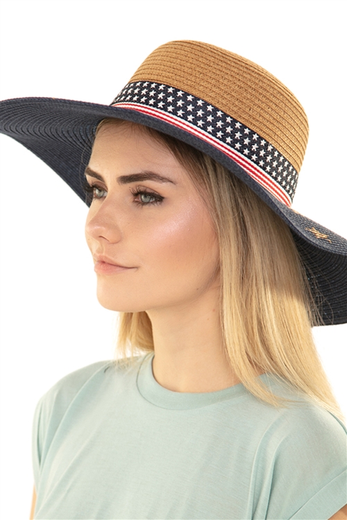 S30-1-1-MH0026BR-BROWN AMERICAN FLAG FLOPPY HAT/6PCS