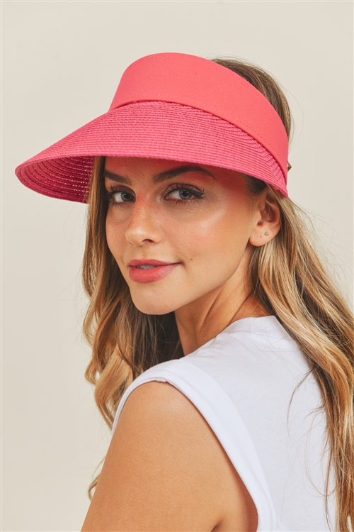 S20-12-5-MH0063H-PK - SOLID VISOR SUN HAT - HOT PINK/6PCS