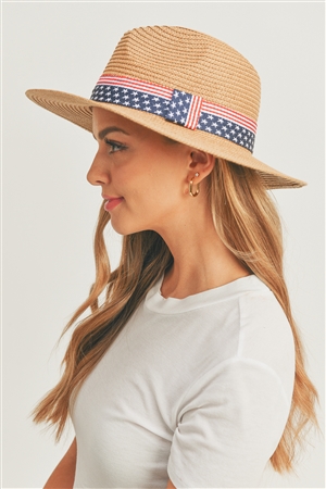 S30-1-1-MH0096TP - AMERICAN FLAG SUN HAT-TAUPE/6PCS