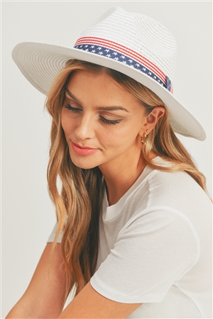 S30-1-1-MH0096WH - AMERICAN FLAG SUN HAT-WHITE/6PCS