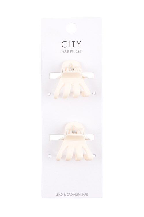 S19-12-2-MH0127-2IVORY - RUBBER COATING HAIR CLAW CLIP SET HAIR ACCESSORIES/12PCS