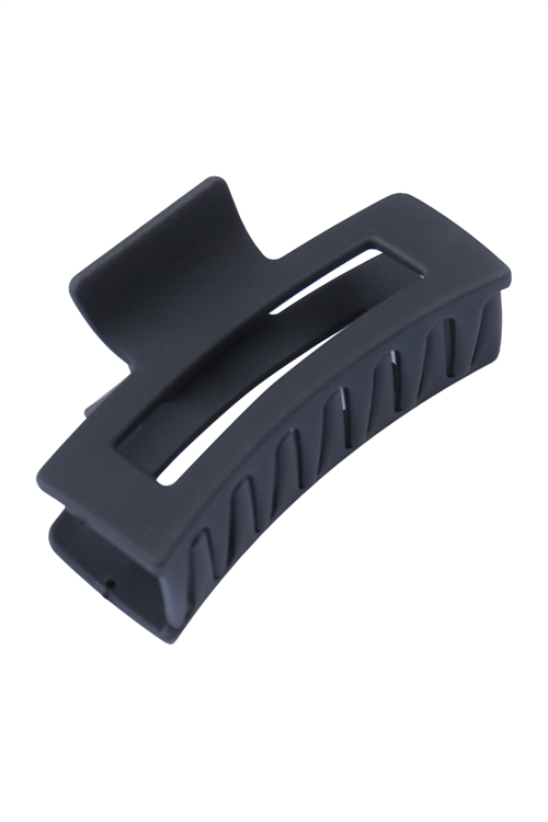 S23-8-6-MH0131-2BLK - RUBBER COATING RECTANGLE HAIR CLAW - BLACK/12PCS