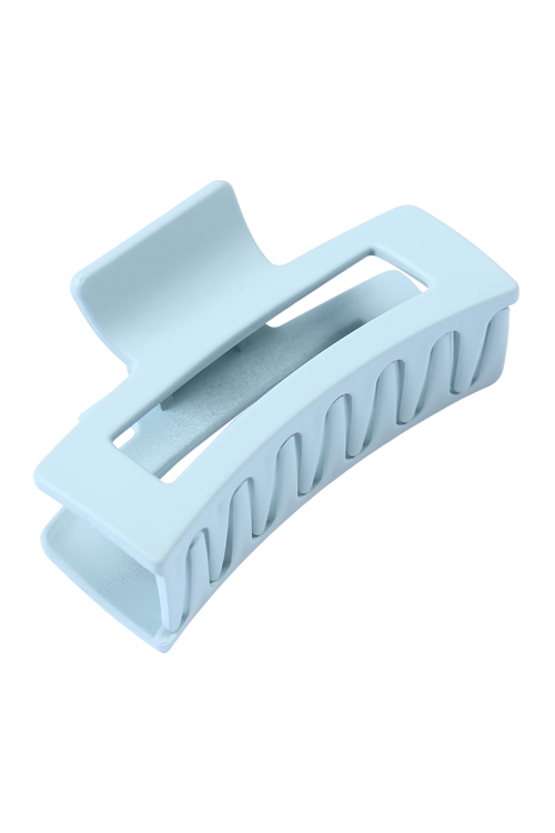 S23-8-6-MH0131-2BLU - RUBBER COATING RECTANGLE HAIR CLAW - BLUE/12PCS