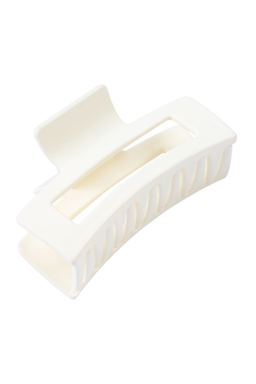 S23-8-6-MH0131-2IVORY - RUBBER COATING RECTANGLE HAIR CLAW - IVORY/12PCS