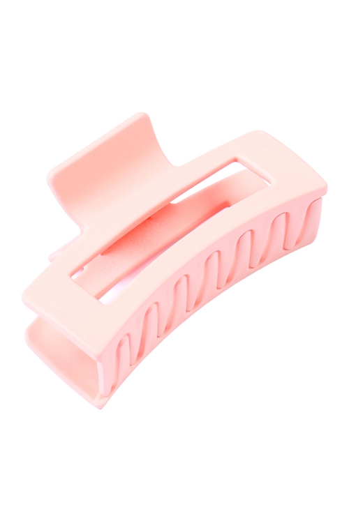 S23-9-6-MH0131-2PCH - RUBBER COATING RECTANGLE HAIR CLAW - PEACH/12PCS