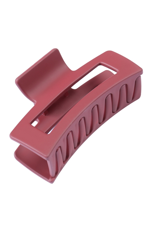 S23-9-6-MH0131-2WINE - RUBBER COATING RECTANGLE HAIR CLAW - WINE/12PCS