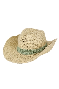 S30-1-1-MH0166 - TWO WAYS SHAPES TWO TONE STRAW HAT/6PCS
