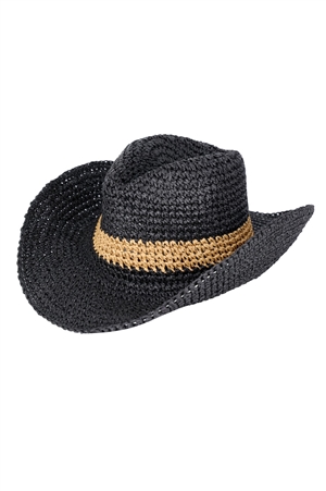 S30-1-1-MH0166 - TWO WAYS SHAPES TWO TONE STRAW HAT/6PCS