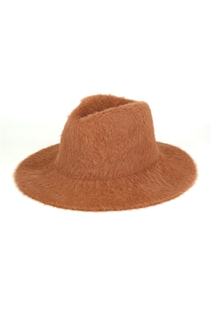 S30-1-1-MH0172 - FUZZY FEDORA HAT-BROWN/6PCS