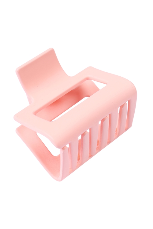 S24-6-6-MH0172PCH - RUBBER COATED RECTANGLE HAIR CLAW - PEACH/12PCS