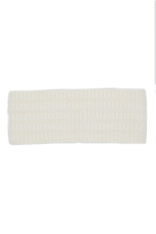 S30-1-1-MH0183 - FUZZY CABLE KNIT HEADBAND-IVORY/6PCS