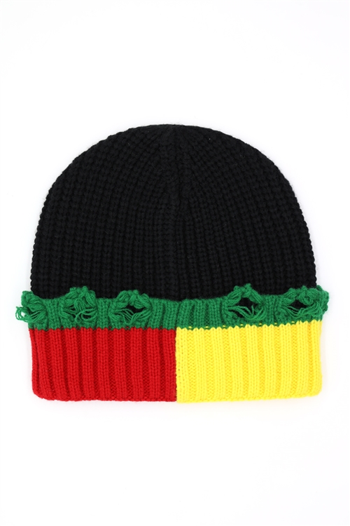 S30-1-1-MH0192 - RASTA INSPIRED KNIT BEANIE/6PCS