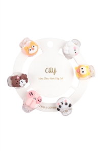 S18-13-4-MH0349MUL - CUTE ANIMALS KIDS  CLAW PIN SET HAIR ACCESORIES/MULTICOLOR/6SETS