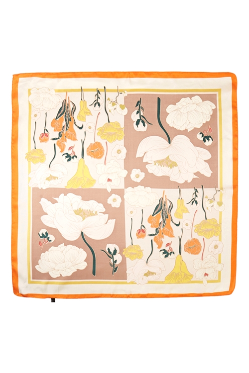 discontinued--S30-1-1-MI-BS0018-OR - FLOWER PRINT BANDANA-ORANGE/6PCS