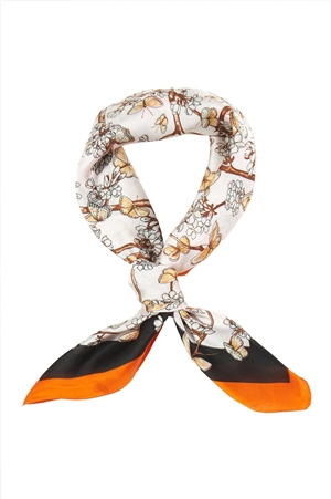 S30-1-1-BS0037-OR - FLOWER WITH BUTTERFLY BANDANA-ORANGE/6PCS