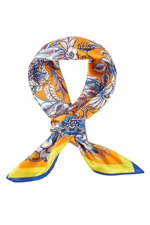 S30-1-1-BS0038-OR - FLORAL PRINT BANDANA-ORANGE/6PCS