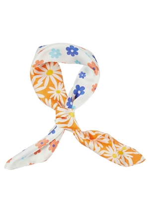 S30-1-1-BS0041-OR - MULTI COLOR FLORAL PRINT BANDANA-ORANGE/6PCS