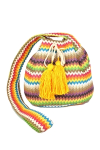 S30-1-1-MB0234- - MULTI COLOR STRIPED BUCKET BAG/6PCS