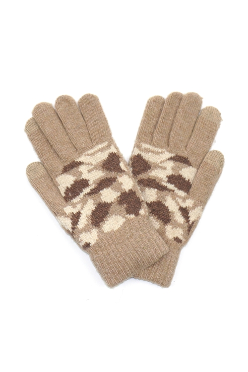 S30-1-1-MG0045TP - CAMO KNIT GLOVES SMART TOUCH -TAUPE /6PCS