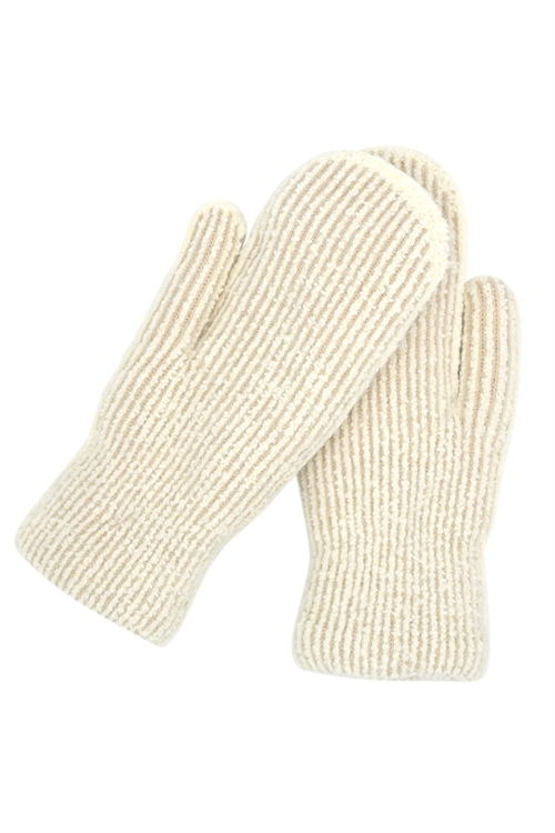 S30-1-1-MG0056IV-FUZZY STRIPE MITTENS-IVORY/6PCS