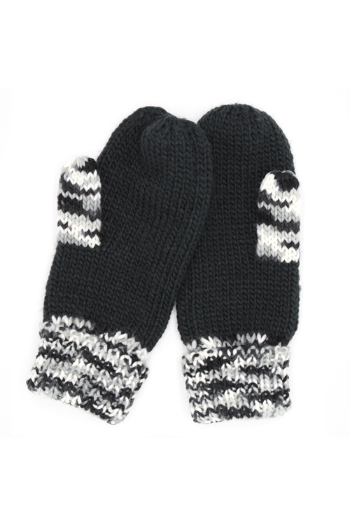 S30-1-1-MI-MG0057BK-MULTICOLOR CUFF AND THUMB FLEECE MITTENS-BLACK/6PCS (NOW $5.00 ONLY)