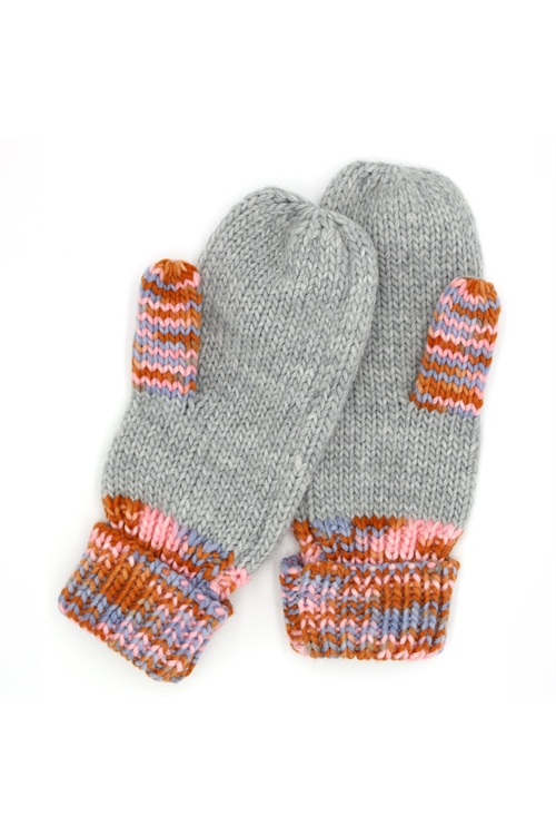 S30-1-1-MI-MG0057GR-MULTICOLOR CUFF AND THUMB FLEECE MITTENS-GRAY/6PCS (NOW $5.00 ONLY)