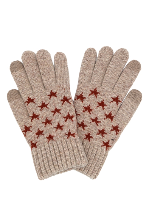 S30-1-1-MG0058BE-KNIT STAR SMART GLOVES-BEIGE/6PCS