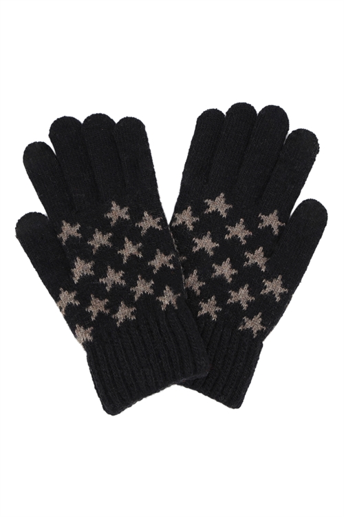 S30-1-1-MG0058BK-KNIT STAR SMART GLOVES-BLACK/6PCS