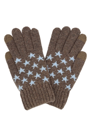 S30-1-1-MG0058TP-KNIT STAR SMART GLOVES-TAUPE/6PCS
