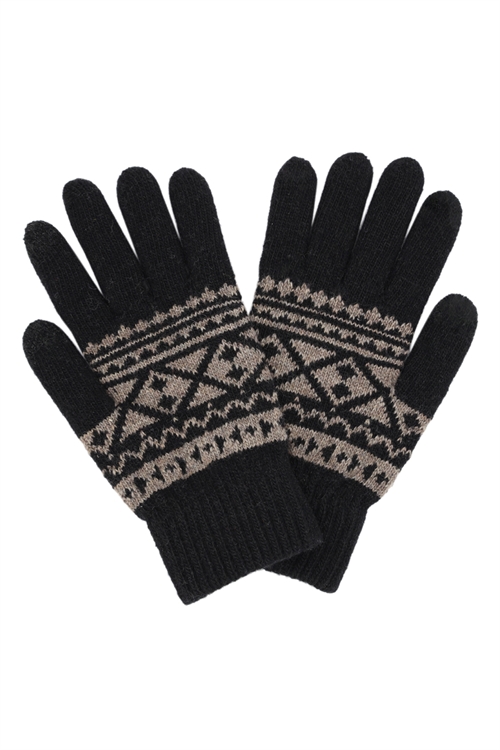 S30-1-1-MG0059BK-KNIT AZTEC SMART GLOVES-BLACK/6PCS