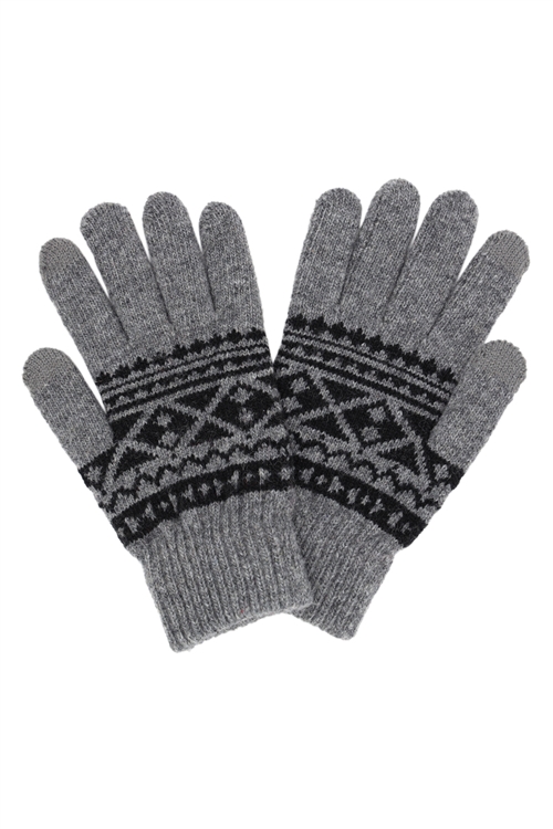 S30-1-1-MG0059D/GR-KNIT AZTEC SMART GLOVES-DARK GRAY/6PCS