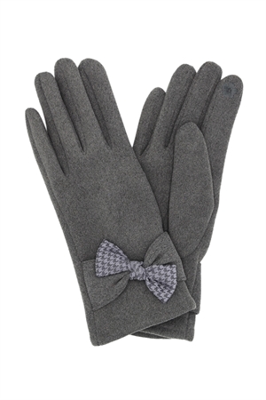S30-1-1-MG0061GR-HOUNDSTOOTH BOW SMART GLOVES-GRAY/6PCS