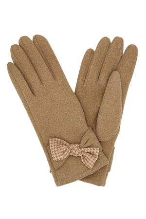 S30-1-1-MG0061TP-HOUNDSTOOTH BOW SMART GLOVES-TAUPE/6PCS