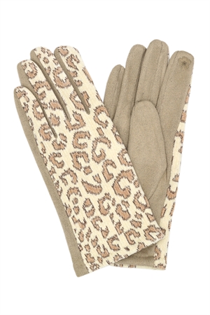 S30-1-1-MG0064IV-LUREX LEOPARD PATTERN SMART GLOVES-IVORY/6PCS (NOW $3.75 ONLY!)