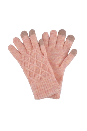 S30-1-1-MG0070-CO - SOFT KNIT SMART TOUCH GLOVES-CORAL/6PCS