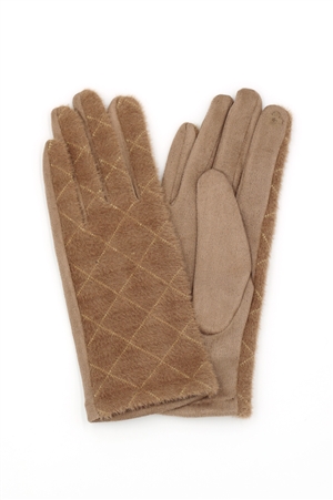 S30-1-1-MG0072-TP - DIAMOND PATTERN SMART TOUCH GLOVES
-TAUPE/6PCS