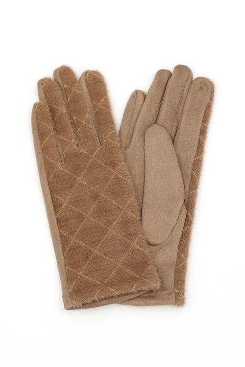 S30-1-1-MG0072-TP - DIAMOND PATTERN SMART TOUCH GLOVES
-TAUPE/6PCS