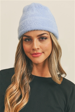 S30-1-1-MH0077BL-FUZZY SOLID BEANIE-BLUE/6PCS