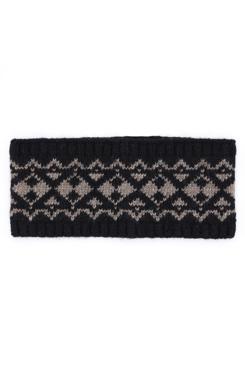 S30-1-1-MI-MH0087BK-AZTEC PATTERN EAR WARMER HEADBAND-BLACK/6PCS (NOW $2.50 NLY!)