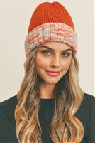 S30-1-1-MI-MH0090RU-MULTICOLOR BAND FLEECE BEANIE-RUST/6PCS (NOW $5.00 ONLY!)