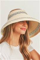 S30-1-1-MI-MH0098-BE - TWO PATTERNS LINE ROLL UP SUN VISOR HAT-BEIGE/6PCS