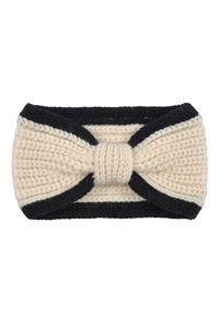 S30-1-1-MH0133-IV - TWO TONE KNIT TWIST HEADBAND-IVORY/6PCS