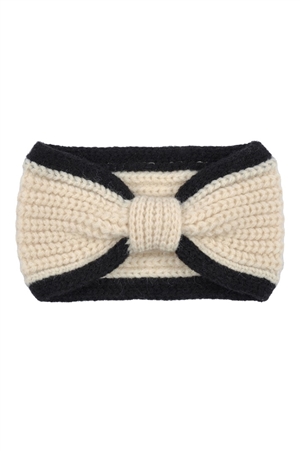 S30-1-1-MH0133-IV - TWO TONE KNIT TWIST HEADBAND-IVORY/6PCS