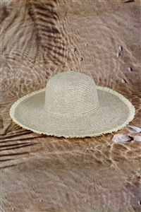 S30-1-1-MH0145-IV - FRAYED TWO TONE MIXED COLOR STRAW FLOPPY HAT
-IVORY/6PCS