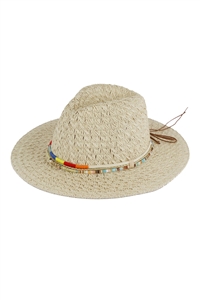 S30-1-1-MH0151-BE - MULTI BANDS STRAW SUN HAT-BEIGE/6PCS