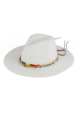 S30-1-1-MH0151-WH - MULTI BANDS STRAW SUN HAT-WHITE/6PCS